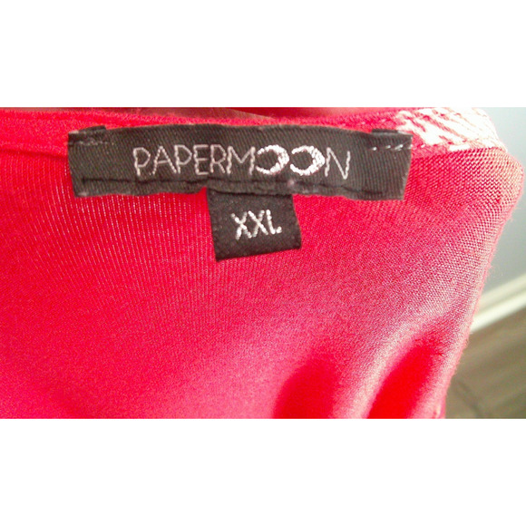 Paper Moon XXL Women's Short Sleeve Coral White V-neck Style PT9865-22 - Picture 6 of 8